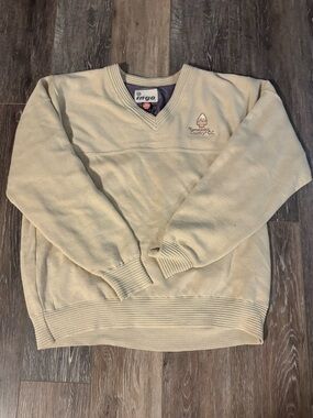 VINTAGE KANANASKIS ingo gore Men's Cream V-Neck Sweater with windstopper lining